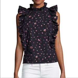 Rebecca Taylor sleeveless floral top with ruffles size 10